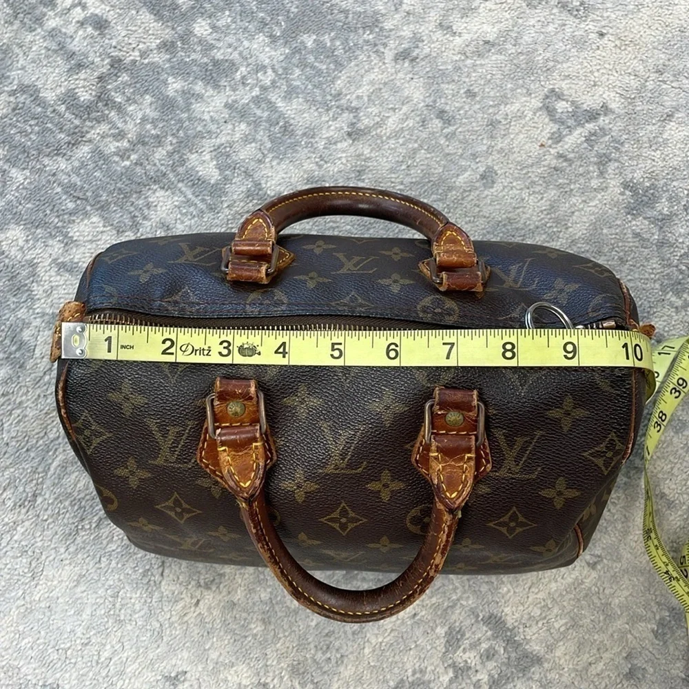 Louis Vuitton Monogram Speedy 25 Hand Bag Classic Designer Brown Tan